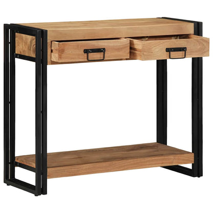 Konsolbord Svart 90x33x75 cm Massivt Akaciaträ och Metall