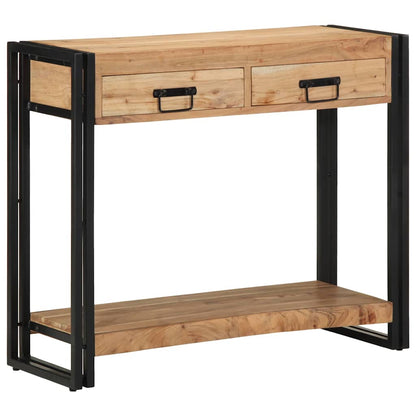 Konsolbord Svart 90x33x75 cm Massivt Akaciaträ och Metall