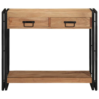 Konsolbord Svart 90x33x75 cm Massivt Akaciaträ och Metall