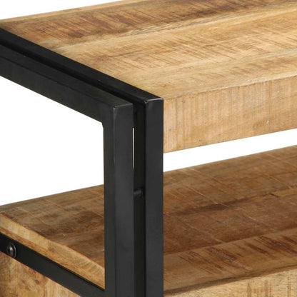 Sidobord Svart 120x33x75 cm Solid Mangoträ och Metall
