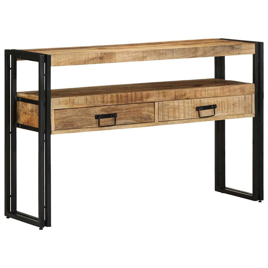 Sidobord Svart 120x33x75 cm Solid Mangoträ och Metall