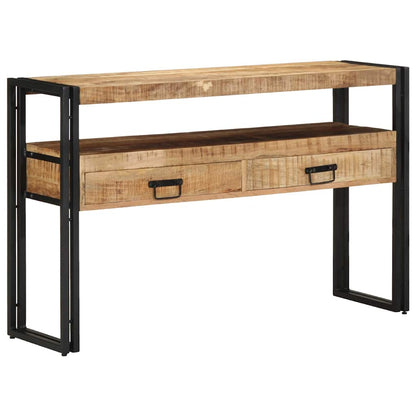 Sidobord Svart 120x33x75 cm Solid Mangoträ och Metall