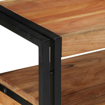Sidobord Svart 120x33x75 cm Massivt akaciaträ och metall