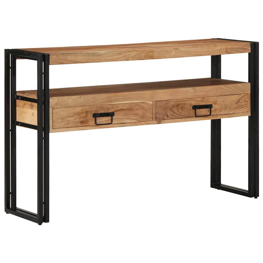 Sidobord Svart 120x33x75 cm Massivt akaciaträ och metall