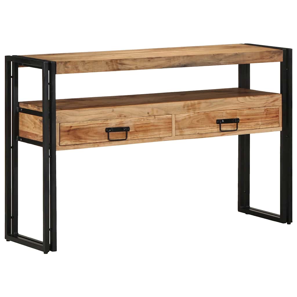 Sidobord Svart 120x33x75 cm Massivt akaciaträ och metall