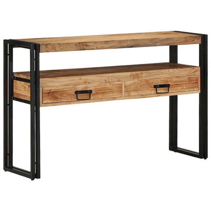 Sidobord Svart 120x33x75 cm Massivt akaciaträ och metall