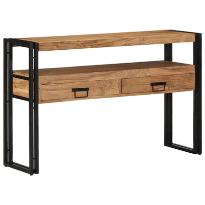 Sidobord Svart 120x33x75 cm Massivt akaciaträ och metall