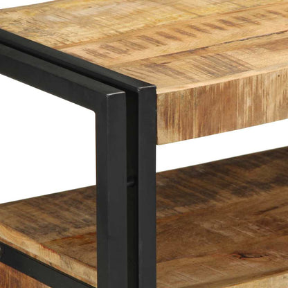 Sidobord Svart 90x33x75 cm Massivt Mangoträ och Metall