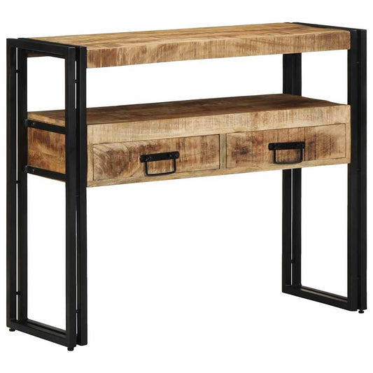 Sidobord Svart 90x33x75 cm Massivt Mangoträ och Metall