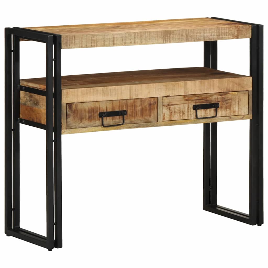 Sidobord Svart 90x33x75 cm Massivt Mangoträ och Metall