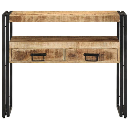 Sidobord Svart 90x33x75 cm Massivt Mangoträ och Metall