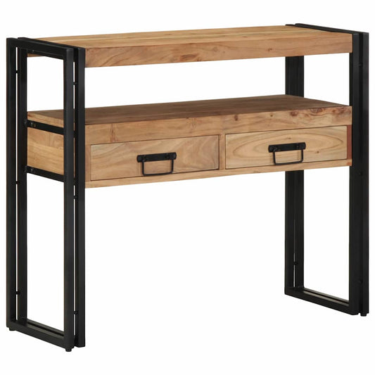 Konsolbord Svart 90x33x75 cm Massivt akaciaträ och metall