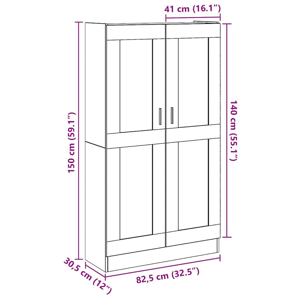 Högskåp artisan ek 82,5x30,5x150 cm konstruerat trä