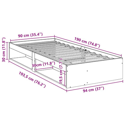 Dagbädd utan madrass 90x190 cm massiv furu