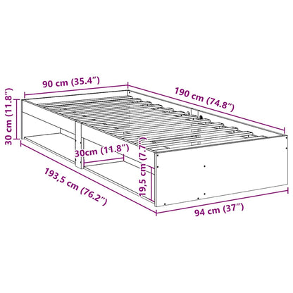 Dagbädd utan madrass vaxad brun 90x190 cm massiv furu