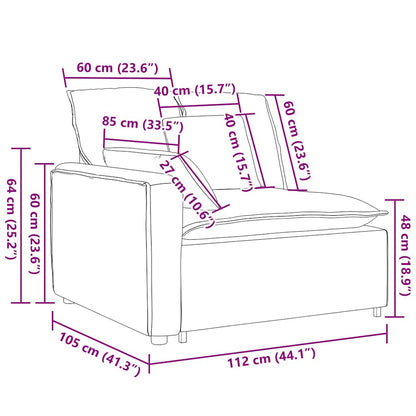 Modulär soffa armstödsändmodul med dynor blå 100 cm