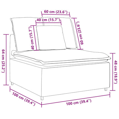 Modulär mittmodul för soffa med dynor mörkgrå 100 cm