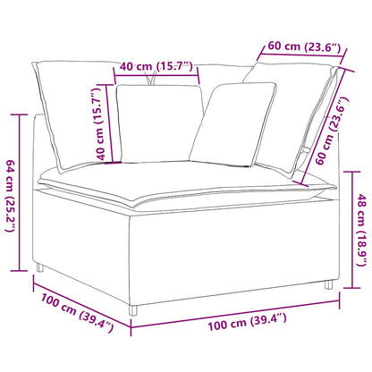 Hörnmodul för soffa med dynor blå 100 cm