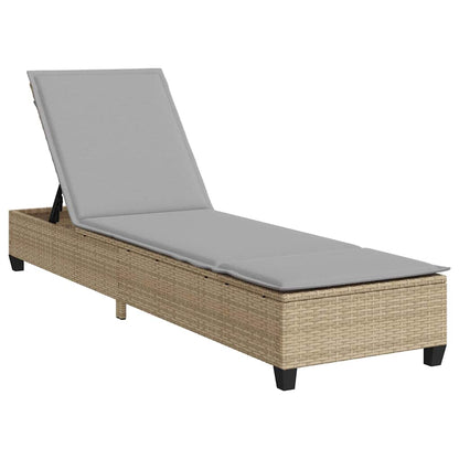 Solstol med dynor beige 55x200x25,5cm konstrotting