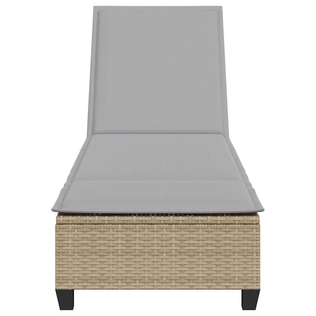 Solstol med dynor beige 55x200x25,5cm konstrotting