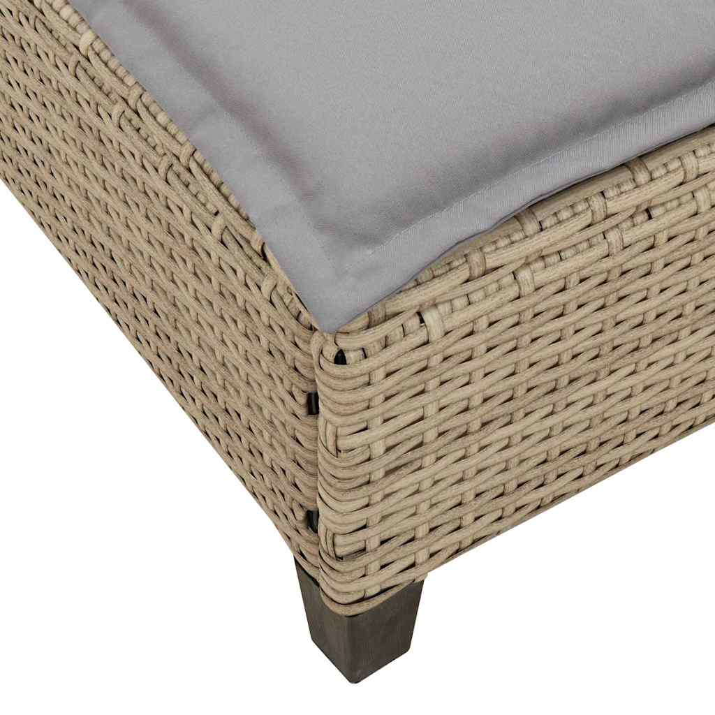 Solstol med dynor beige 55x200x25,5cm konstrotting