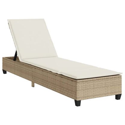 Solstol med dynor beige 55x200x25,5cm konstrotting