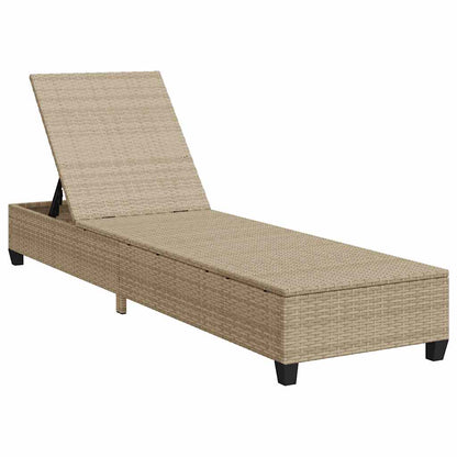 Solstol med dynor beige 55x200x25,5cm konstrotting