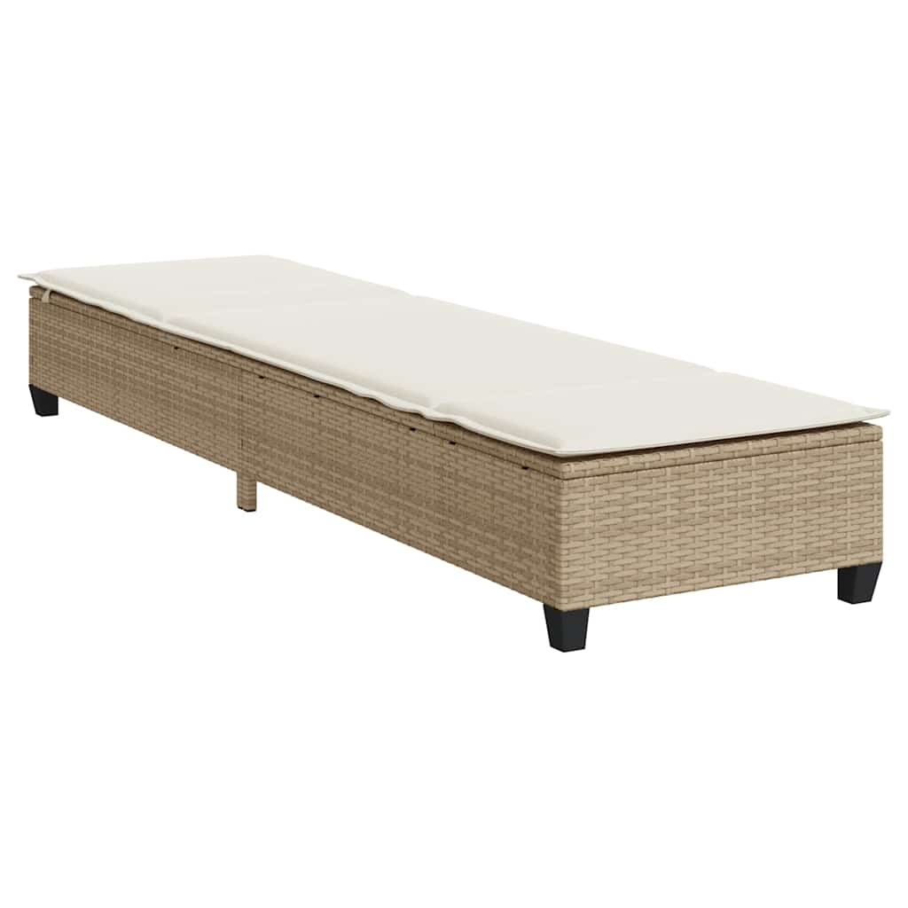 Solstol med dynor beige 55x200x25,5cm konstrotting