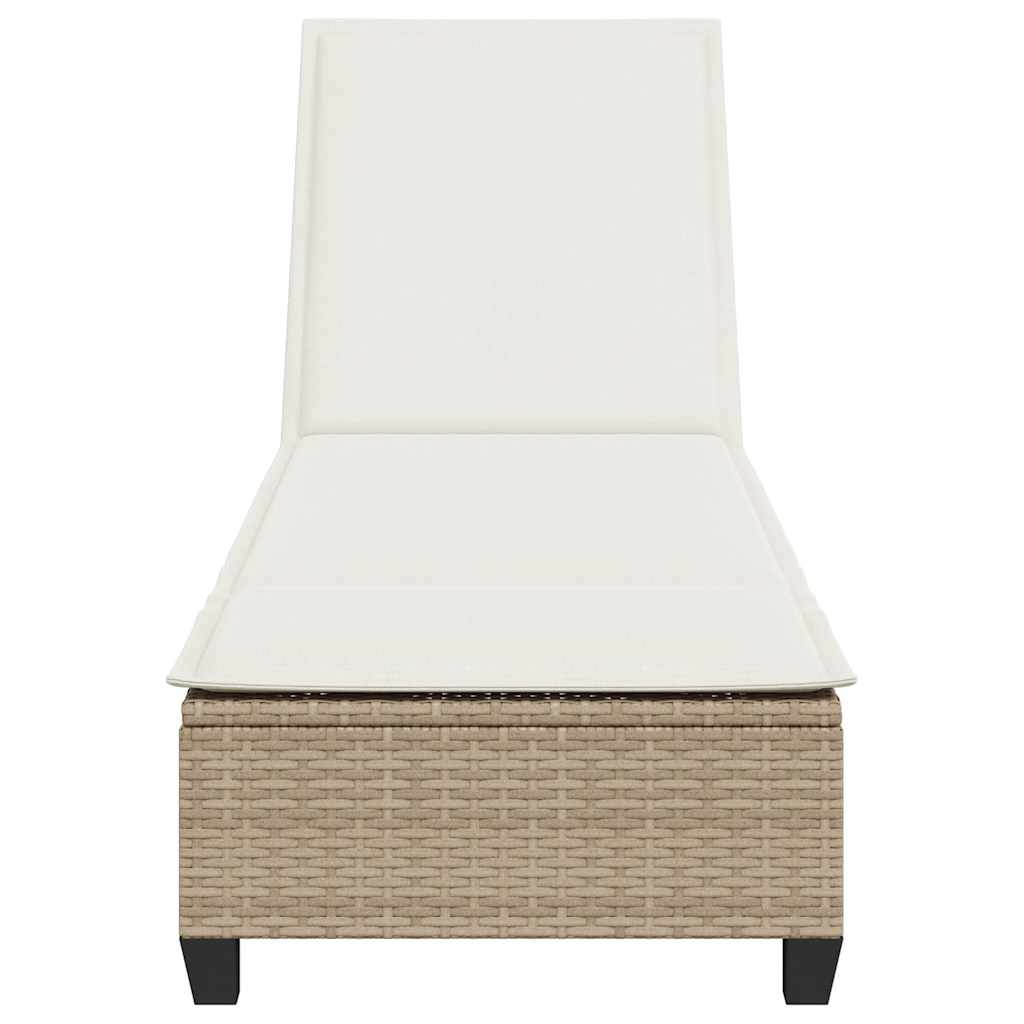 Solstol med dynor beige 55x200x25,5cm konstrotting