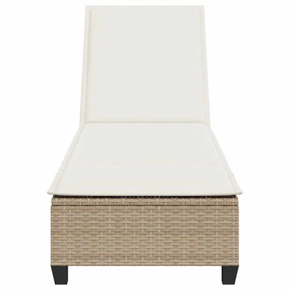 Solstol med dynor beige 55x200x25,5cm konstrotting