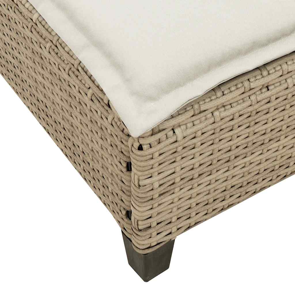 Solstol med dynor beige 55x200x25,5cm konstrotting