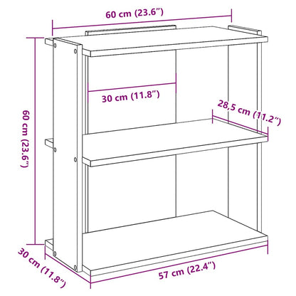 Bokhylla 3 hyllplan brun ek 60x30x60 cm konstruerat trä