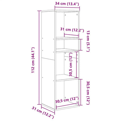 Bokhylla hantverksmässig ek 34x31x112 cm konstruerat trä