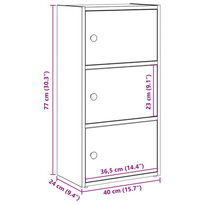 Bokhylla svart ek 40x24x77 cm konstruerat trä