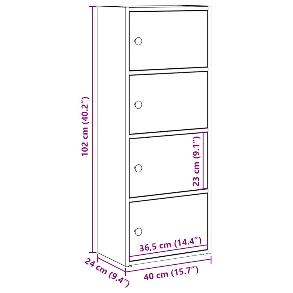 Bokhylla rökfärgad ek 40x24x102 cm konstruerat trä