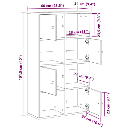 Bokhylla ek 60x24x101,5 cm konstruerat trä