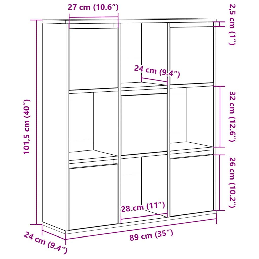 Bokhylla rökfärgad ek 89x24x101,5 cm konstruerat trä