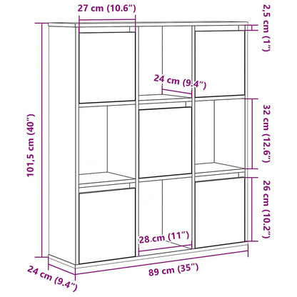 Bokhylla rökfärgad ek 89x24x101,5 cm konstruerat trä