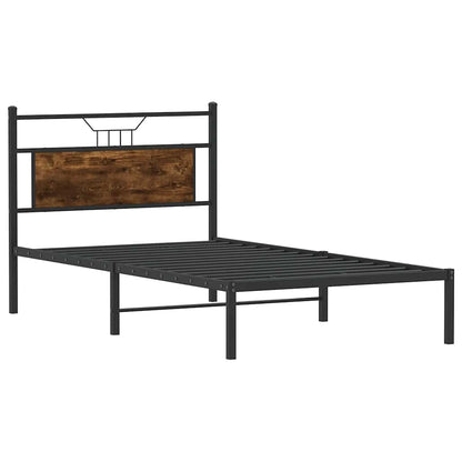 Sängram utan madrass rökfärgad ek 100x190 cm konstruerad trä