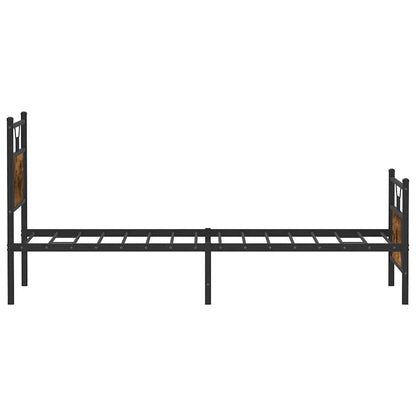 Sängram utan madrass rökfärgad ek 80x200 cm konstruerad trä