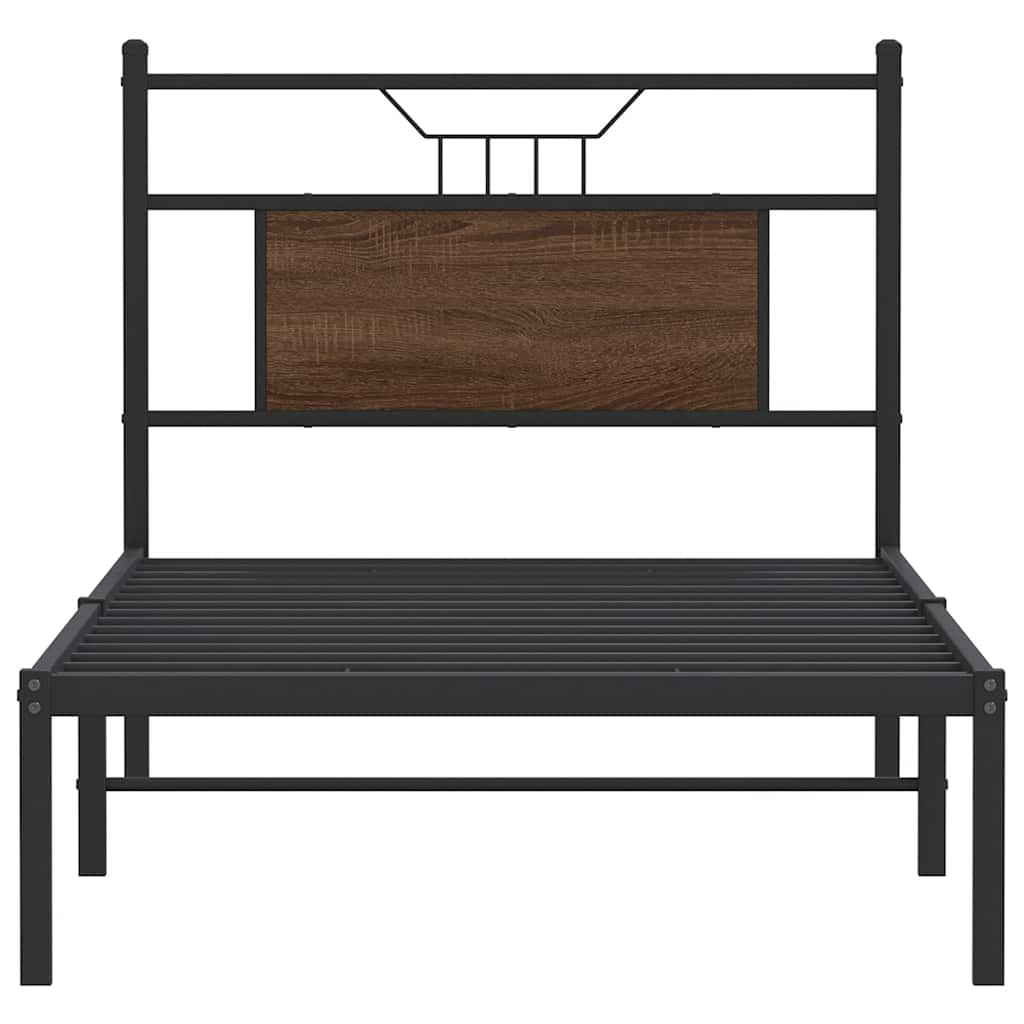 Sängram utan madrass brun ek 75x190 cm konstruerad trä