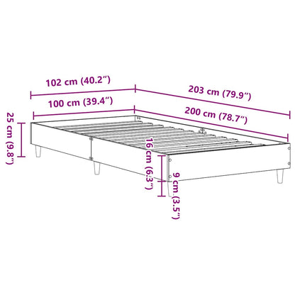 Sängram utan madrass Sonoma ek 100x200 cm konstruerat trä