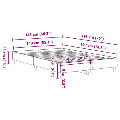 Sängram utan madrass svart 140x190 cm konstruerat trä