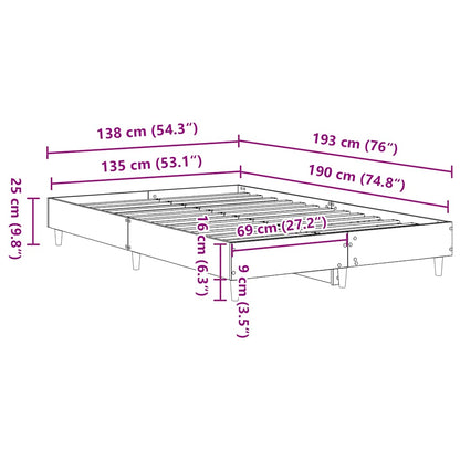 Sängram utan madrass Sonoma ek 135x190 cm konstruerat trä