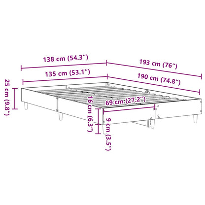 Sängram utan madrass betonggrå 135x190 cm konstruerat trä