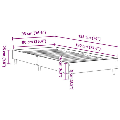 Sängram utan madrass vit 90x190 cm konstruerat trä