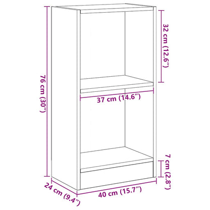 Bokhylla svart ek 40x24x76 cm konstruerat trä