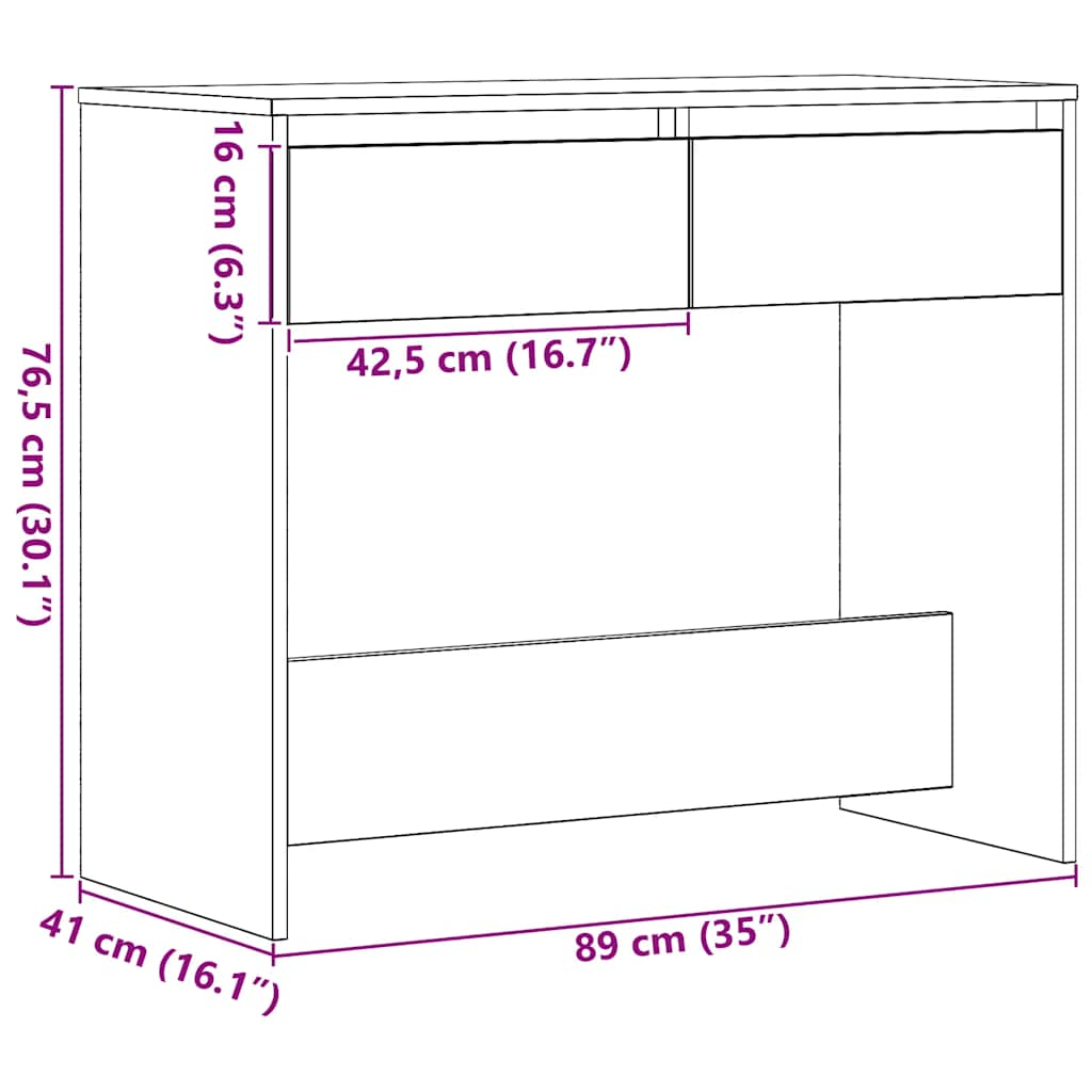 Avlastningsbord svart ek 89x41x76,5 cm konstruerat trä