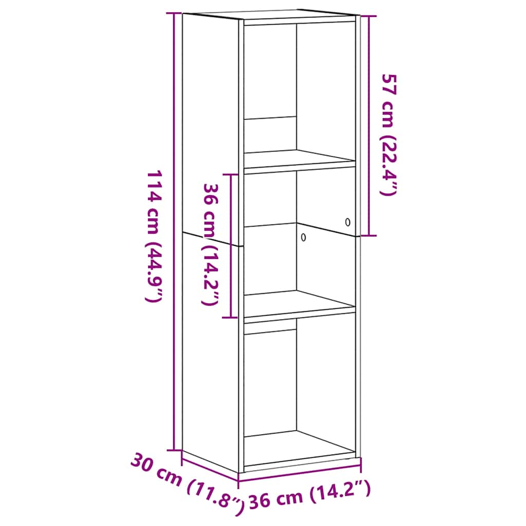 Bokhylla svart ek 36x30x114 cm konstruerat trä