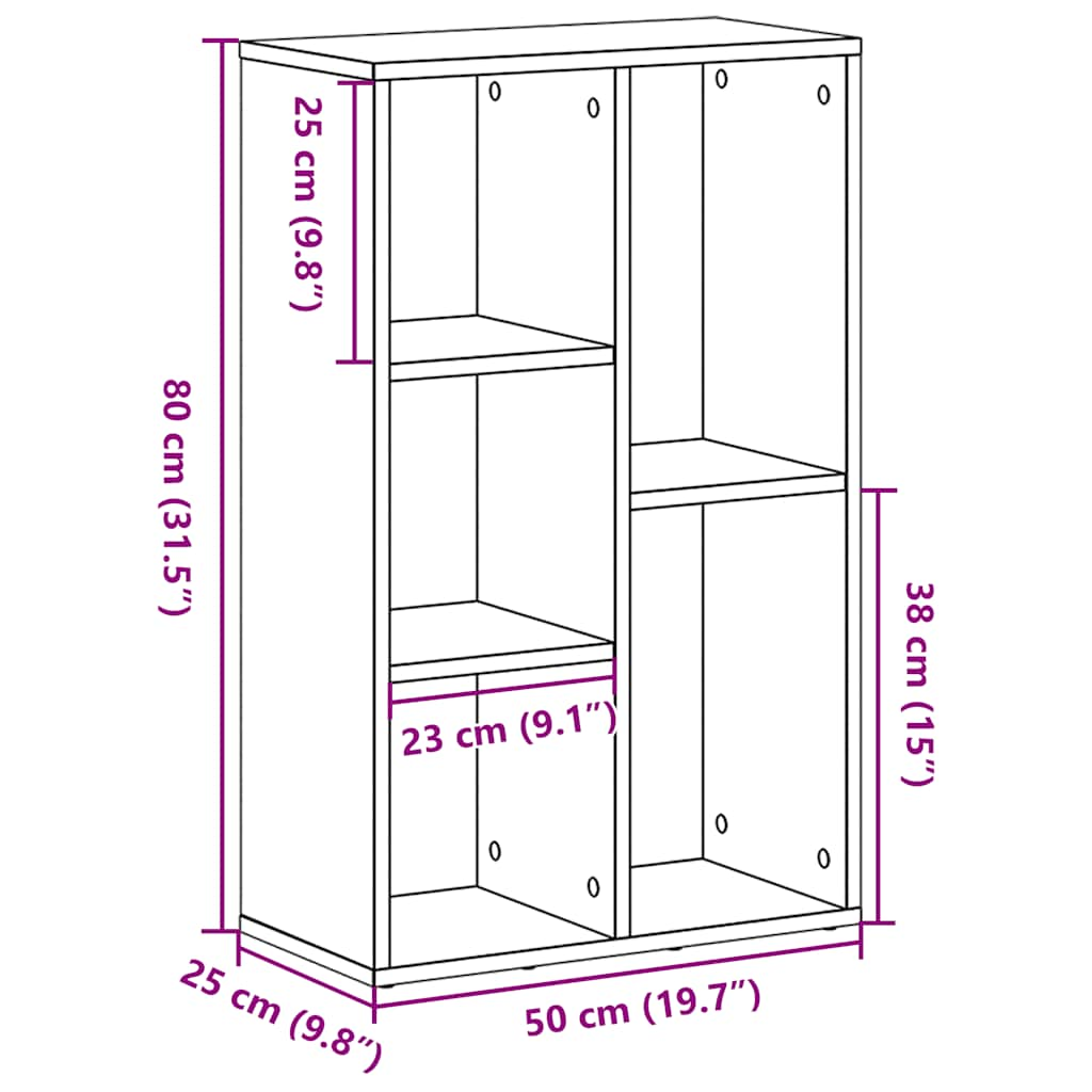 Bokhylla svart ek 50x25x80 cm konstruerat trä